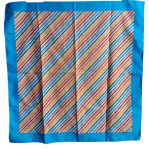 Vintage Diagonal Stripe Pattern Scarf Boho Hippie Mom Granny Blue Border 26x26"